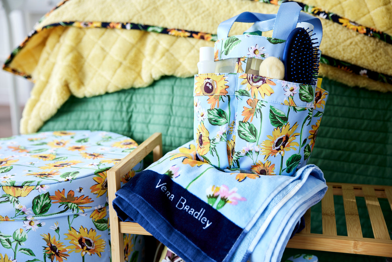 beach bag sitting on towel 