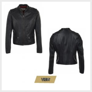  Leather Biker Jacket Black 