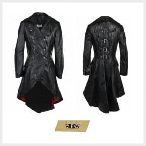 Womens Double Breasted Dove Tail Gothic Coat Black